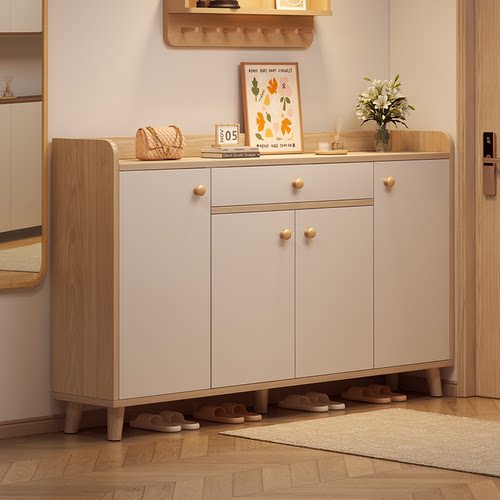 入户鞋柜家用门口实木生态板储物柜室内玄关柜靠墙收纳柜一体鞋架