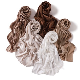 纯色提花豹纹头巾宽条纹长巾柔软透气缎面仿真丝围巾披肩沙滩巾