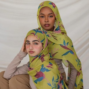 涤棉印花头巾女土printed scarf long shawl波西米亚风披肩沙滩巾