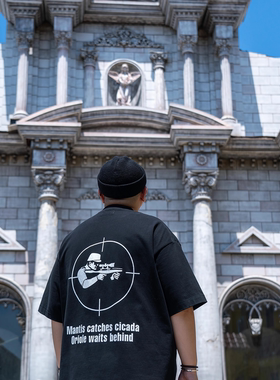 BAGGGGY大码短宽廓形new,vintage复古黄雀单缝线印花T恤140-260斤