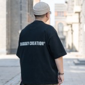 280斤日系宽松短袖 短宽廓形磨毛单缝线印花T恤140 大码 BAGGGGY