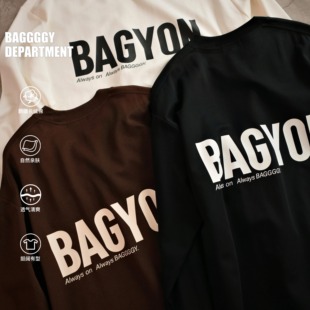 280斤 140斤 BAGGGGY新疆长绒棉廓形印花LOGO长袖 T恤胸围148