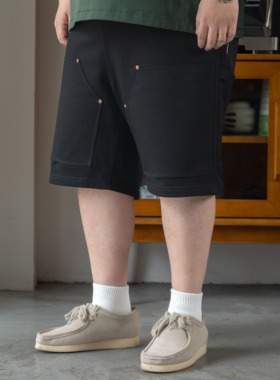 BAGGGGY大码紫铜铆钉双膝伐木短裤工装纯棉宽松廓形多口袋五分裤