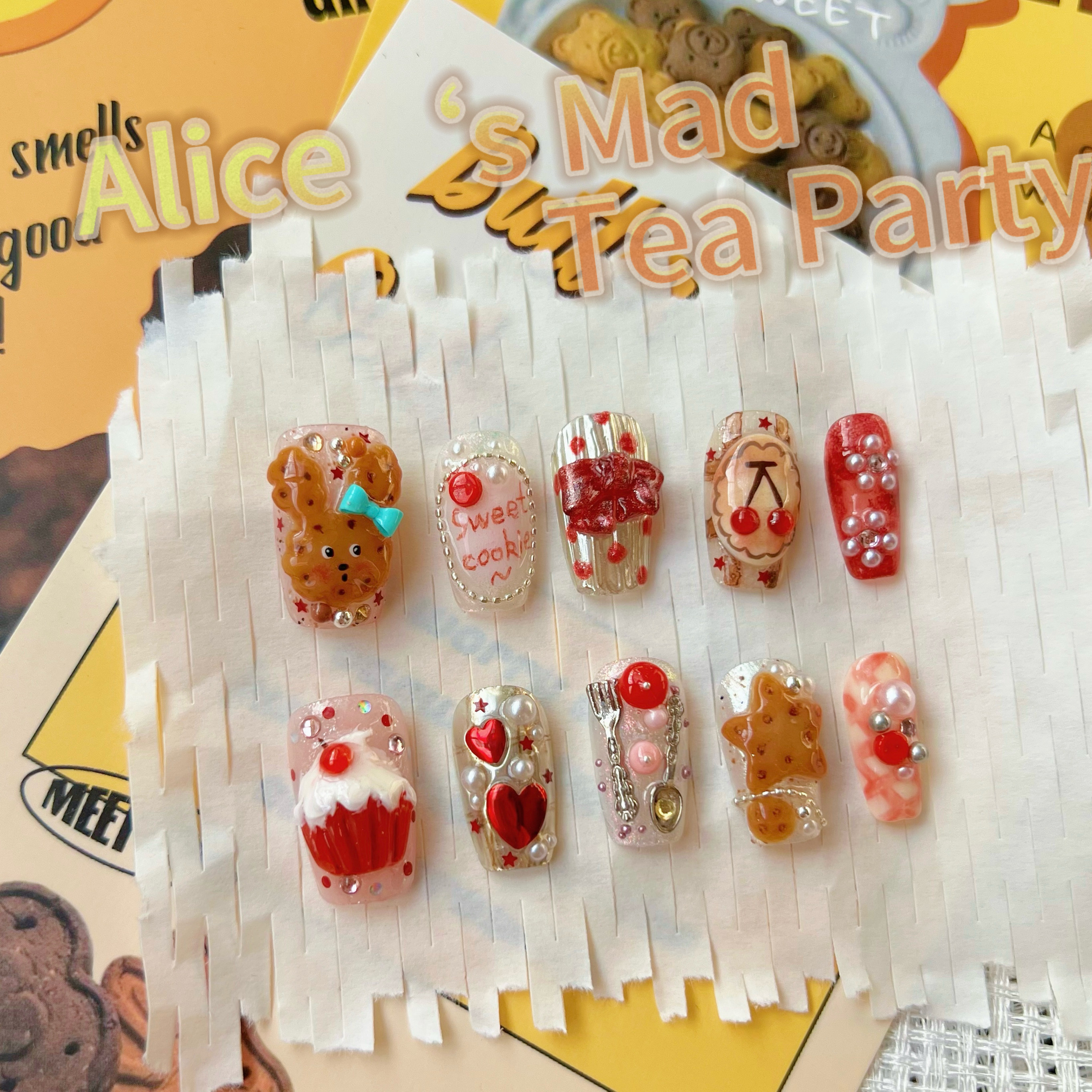 新款红棕色系秋冬喜庆可爱蛋糕饼干小狗蝴蝶结爱心极繁ins穿戴甲,彩妆/香水/美妆工具,穿戴甲/甲片,淘宝优惠券,粉丝福利购,淘宝优惠卷