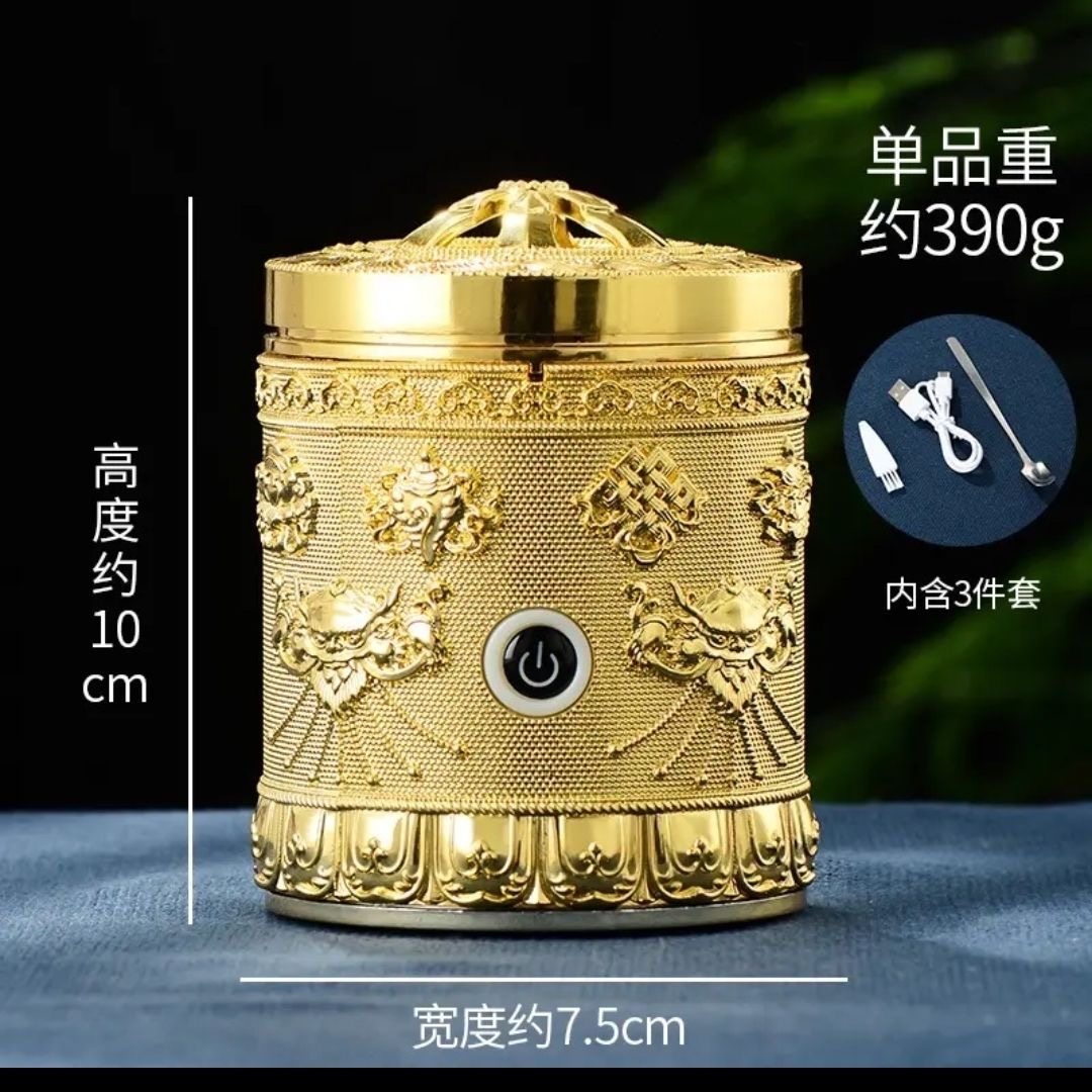 藏式八宝USB充电合金电子香薰炉图片