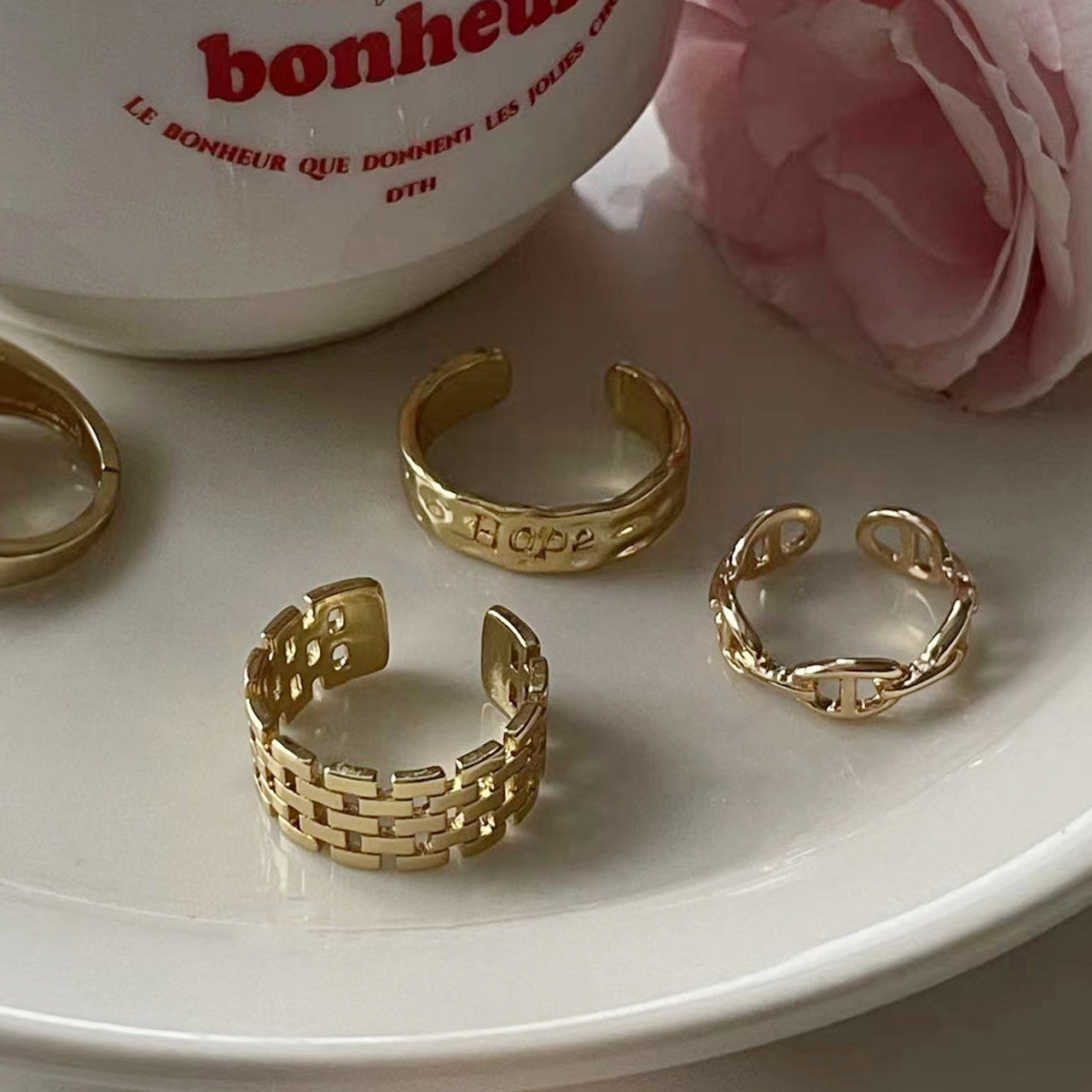 法式简约戒指复古叠戴