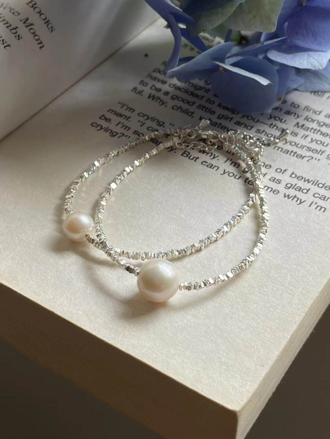 s925银淡水珍珠混搭叠戴手链