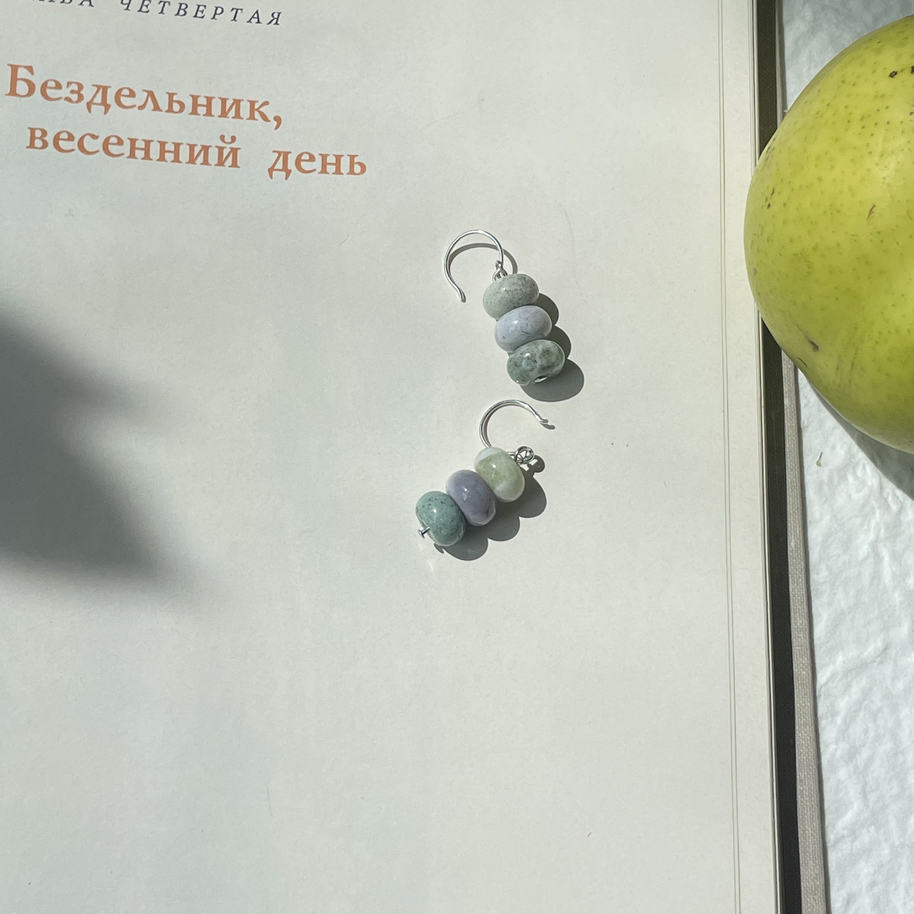 天然石复古耳环原创设计新中式