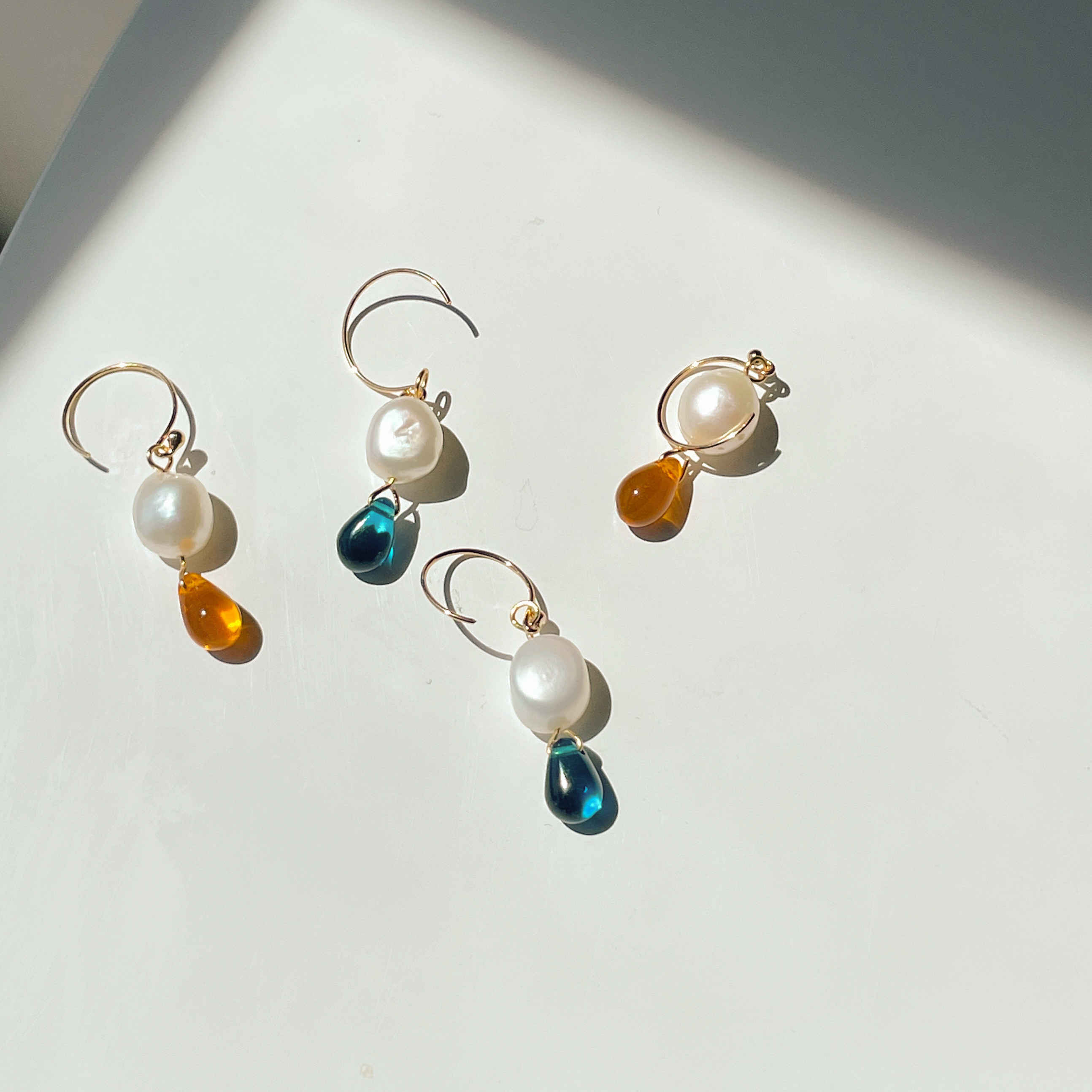 sunball《》春夏水滴珍珠耳饰