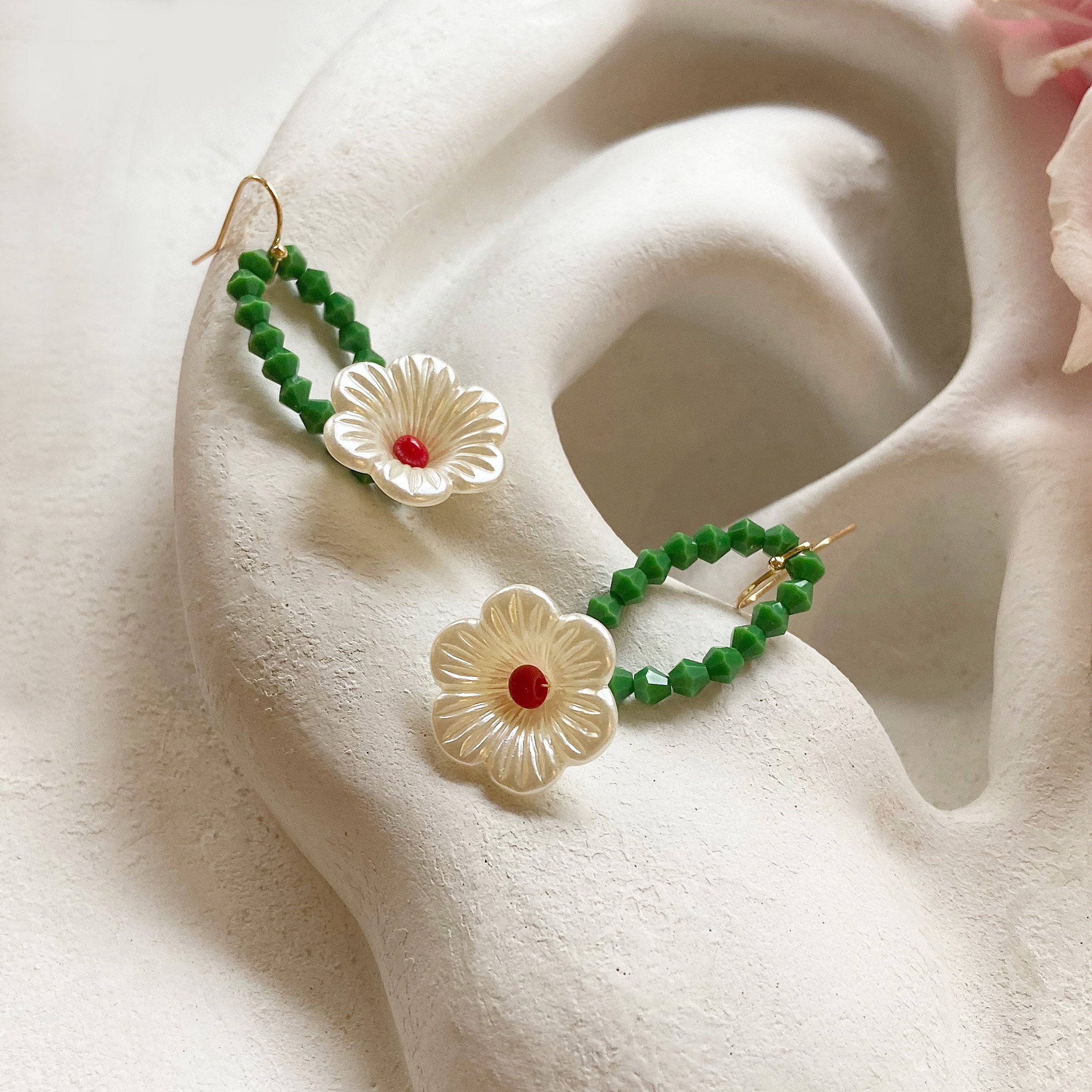 复古撞色花朵原创可爱