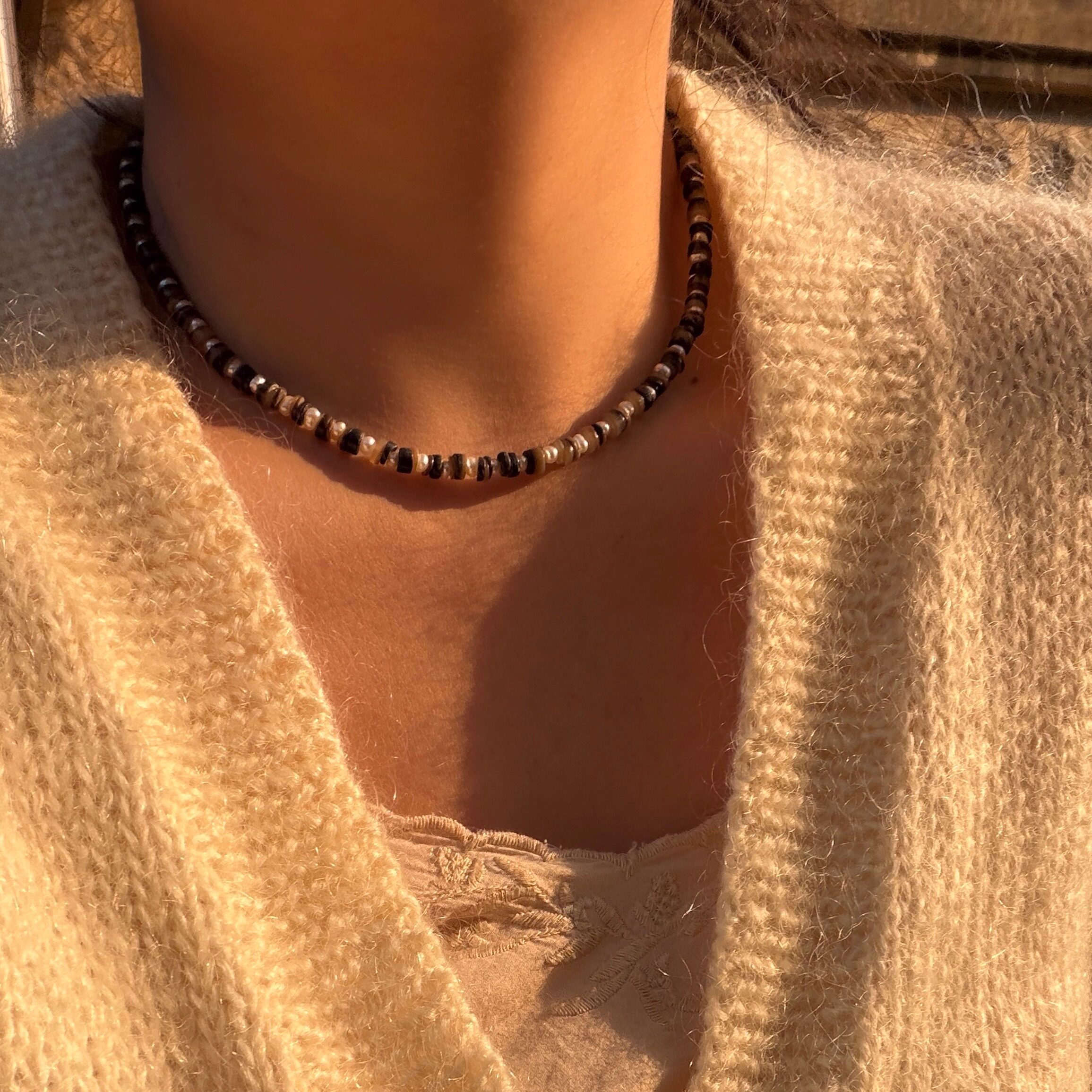 sunball 原创设计复古气质珍珠项链叠戴百搭仙女锁骨链毛衣链