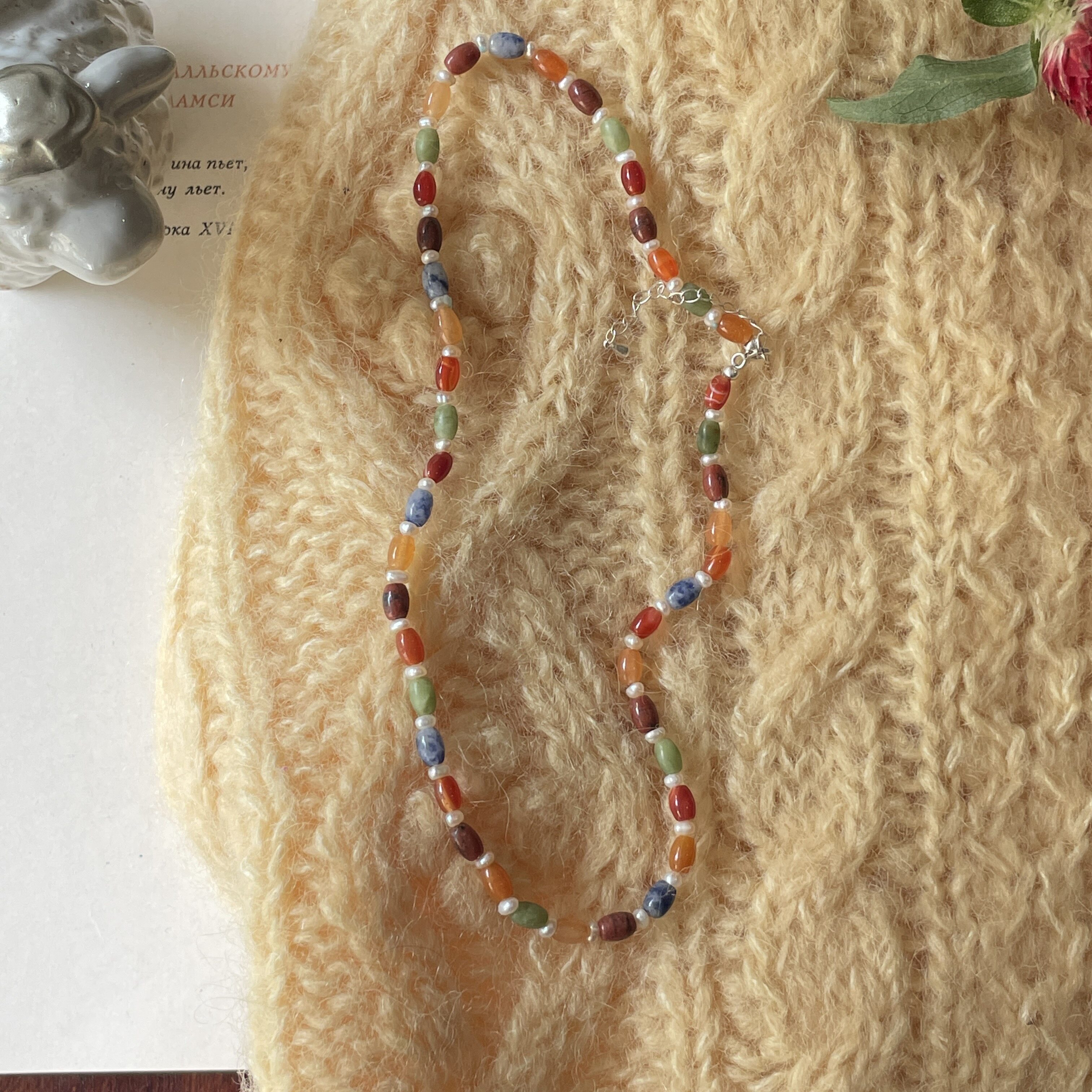 天然石叠戴项链复古百搭