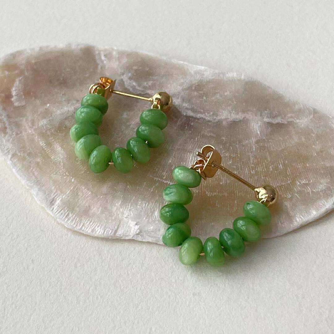 sunball夏新复古绿色耳饰