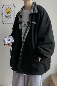 秋季腰果花两面穿夹克男士韩版复古潮牌工装外套宽松JK46/P50图片