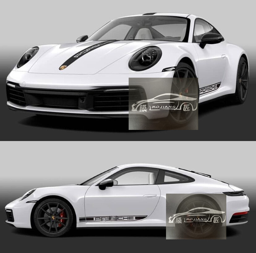 保时捷911车贴拉花carrera4s 992 997 targa改装引擎盖侧裙车身贴