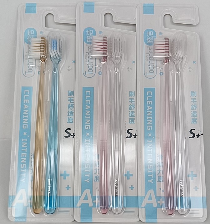 皎洁Toothanks高级研磨细丝软牙刷按摩舒适控菌家庭套装图片