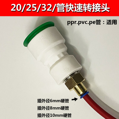 ppr水管快速接头免热熔20pvc25pe32快插活接头转接开槽机水管配件