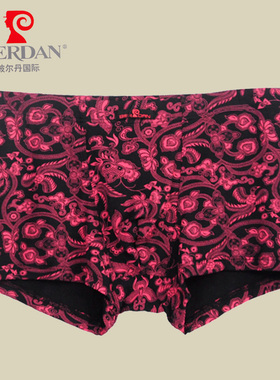 清仓买1送1法国皮尔丹男内裤中低腰青年四角裤3D印花莫代尔平角裤