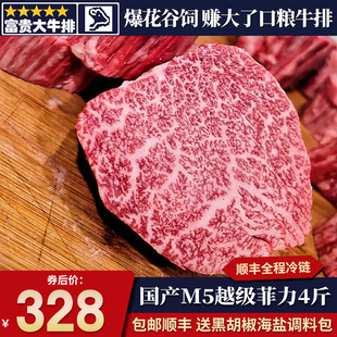 包邮4斤国产越级m5菲力牛排中段谷饲原切安格斯雪花清真牛里脊牛