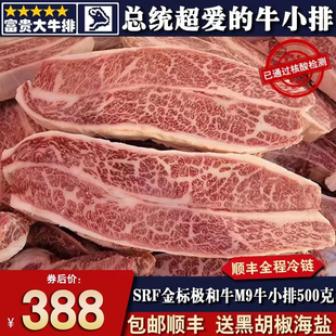 包邮美国srf金标m9极和牛牛小排雪花霜降烧烤肉原切500克牛肉口粮