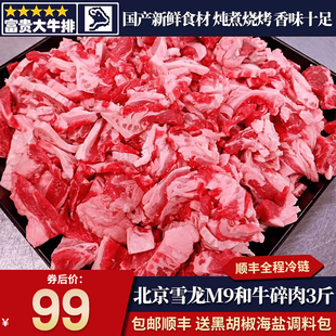 包邮3斤国产北京雪龙和牛肉筋肉块雪花炖煮烧烤大块肉清真牛肉餐