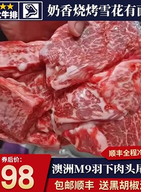 包邮4斤澳洲谷饲和牛m9羽下肉烤肉片头尾雪花霜降原切清真烧烤