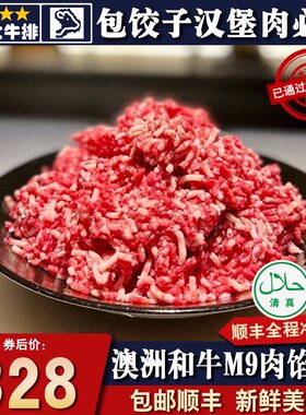 秒发包邮4斤澳洲m9和牛雪花牛肉馅汉堡刺身生吃清真牛肉饼饺子馅