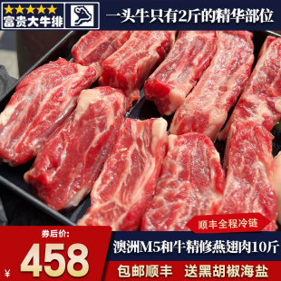 10斤澳洲精修去骨m5燕翅牛肋条雪花和牛原切谷饲奶香烧烤清真 包邮