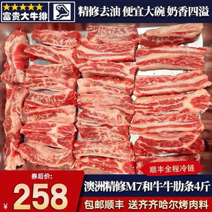 包邮 10斤澳洲203厂精修去骨m7牛肋条雪花和牛原切谷饲奶香烧烤肉