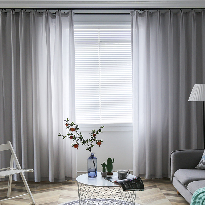 雪纺纯色灰色纱帘天丝绒半透光不透人沙帘客厅窗帘雪纺纱纱窗窗纱