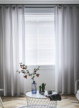 雪纺纯色灰色纱帘天丝绒半透光不透人沙帘客厅窗帘雪纺纱纱窗窗纱