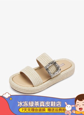 商场同款女鞋Yana2025夏季新款外穿厚底勃肯鞋一字拖度假拖鞋