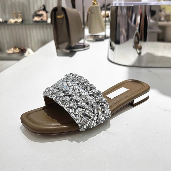 2025年夏季新款北极星仙女鞋一字拖凉拖鞋水钻平底鞋女鞋EEQ22BT5