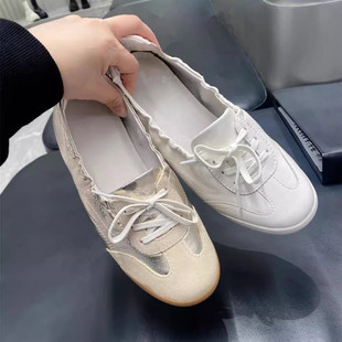 商场同款2025春季新款小奶皮学院风软底小白鞋休闲女单鞋EPN14AA5