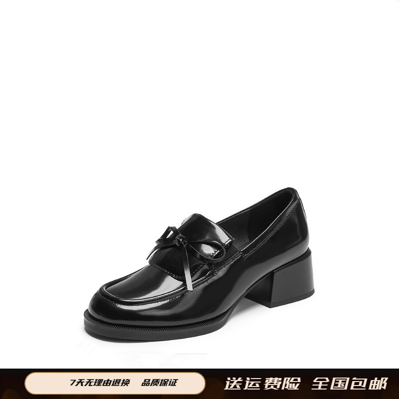 2025年秋季新款小珍妮英伦风乐福鞋粗跟小皮鞋女鞋单鞋EGY05CA5