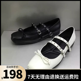 小皮鞋 商场同款 S6821AQ4 甜酷玛丽珍鞋 新款 休闲女鞋 奶油鞋 2024春季