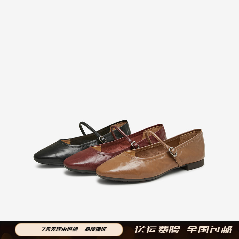 2025年春季新款复古羊皮舒适软底平跟玛丽珍鞋女单鞋AFY34