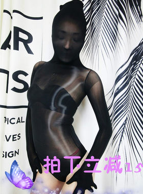 超薄透明泳装全身连体丝袜