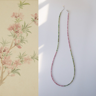 春晓/原创设计稀有特细天然碧玺四圈手链长项链纯手工自制礼物银