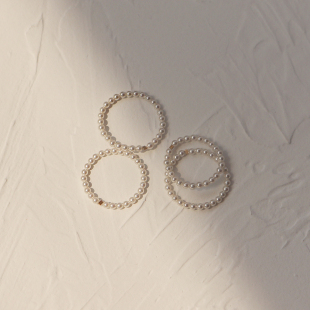 超亮！正品极细2mm施家水晶珍珠戒指戒子轻奢质感叠戴简约礼物女