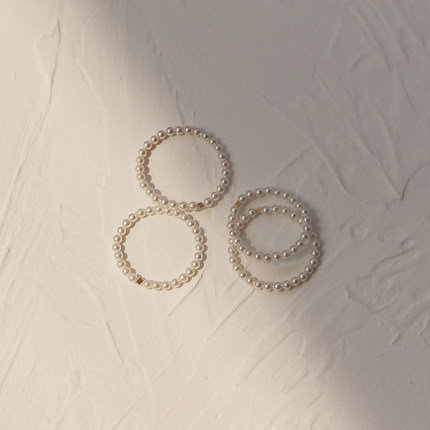 超亮！正品极细2mm施家水晶珍珠戒指戒子轻奢质感叠戴简约礼物女