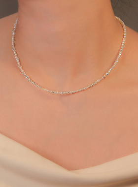 稀缺限量3mm天然碎银子珍珠项链锁骨链叠戴巴洛克Baroque礼物女