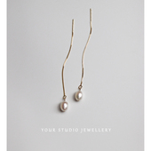 YOUR STUDIO轻奢极简气质天然淡水珍珠巴洛克纯银耳线耳饰法式