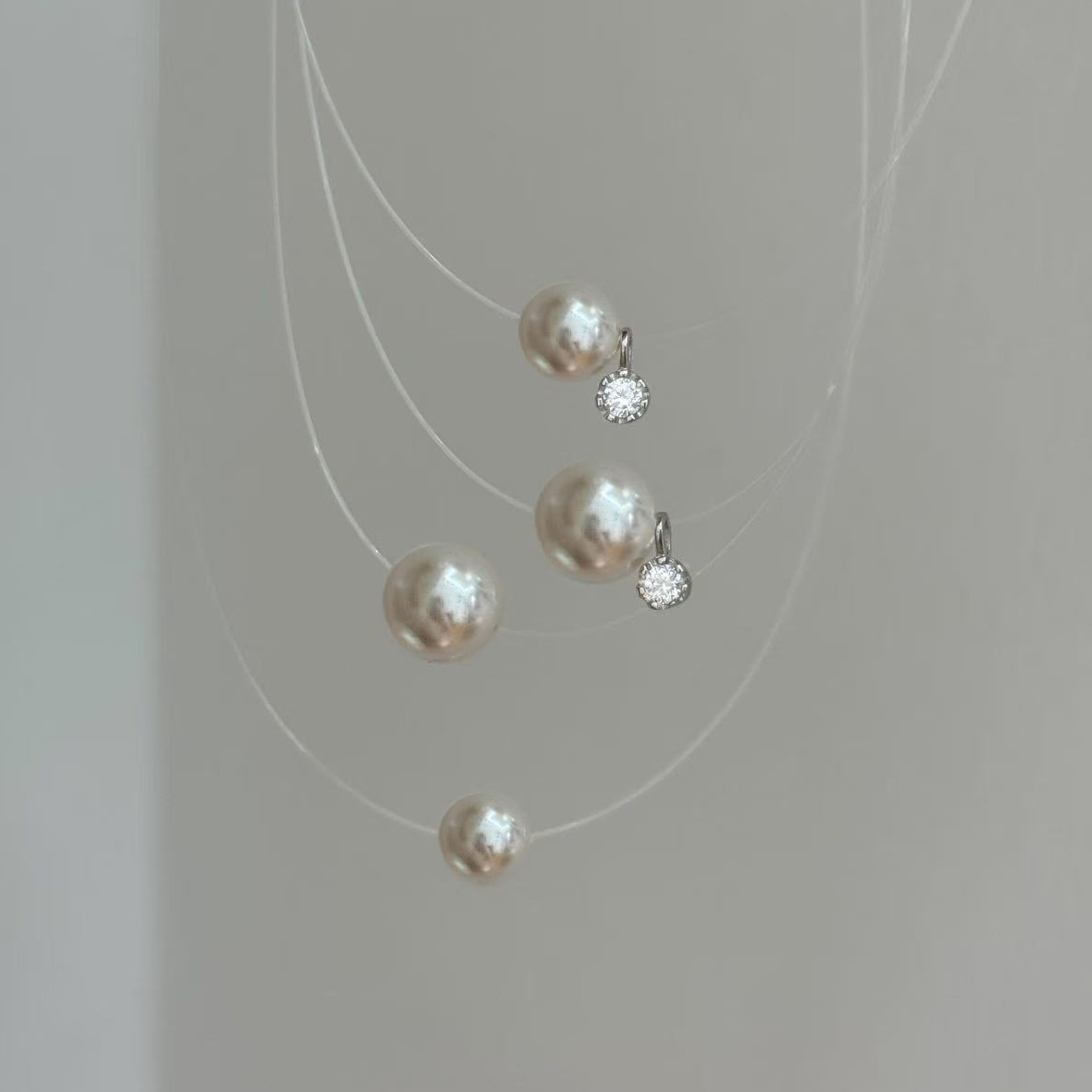 Minimalism 极简美学/闪钻施家珍珠项链锁骨链纯银隐形气质礼物女
