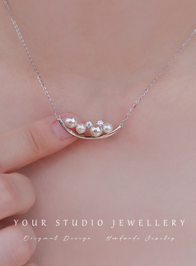 设计款日系超亮珍珠纯银S925项链小巧精致气质小众高级感锁骨链