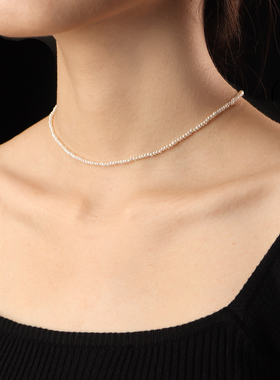 YOUR极小天然珍珠纯银925锁骨链