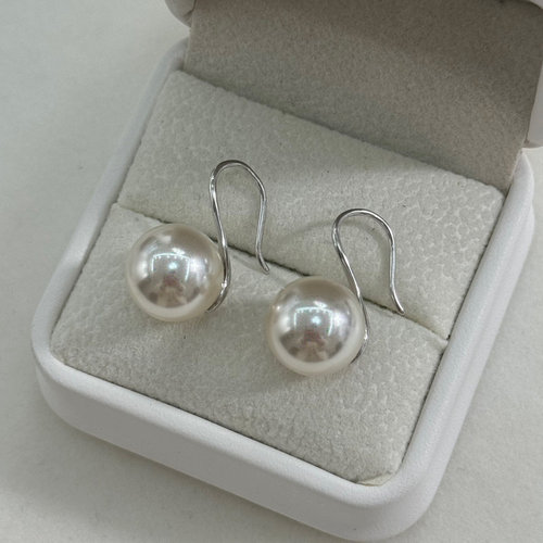 通体纯银高跟鞋耳饰澳白维纳斯正圆无暇人造水晶珍珠耳钉女高级感