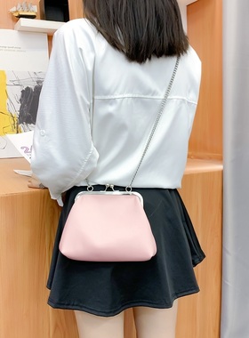 mango手机包斜挎包链条包女迷你百搭口金包小巧零钱包白色黑色包