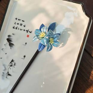 洛城古都 缠花成品并蒂花木簪百搭发饰日常盘发古风发簪汉服配饰