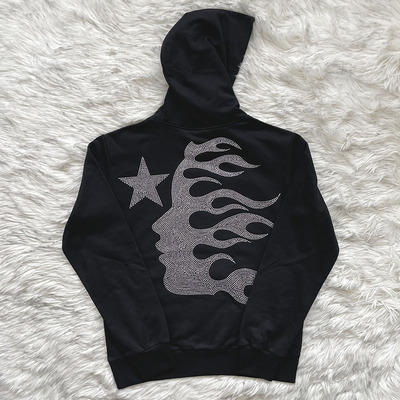 Hellstar Studios 高街复古经典印花logo洗水连帽卫衣